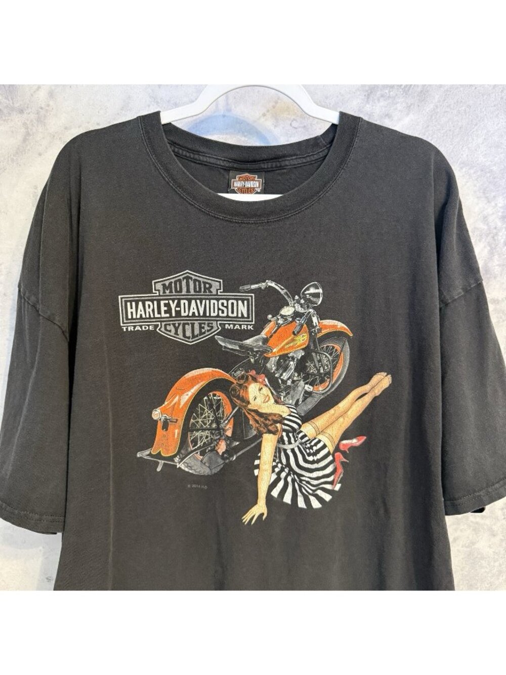 Harley Davidson Pin Up Girl T Shirt Mens 3XL XXXL Black 2014 Biker Motorcycle